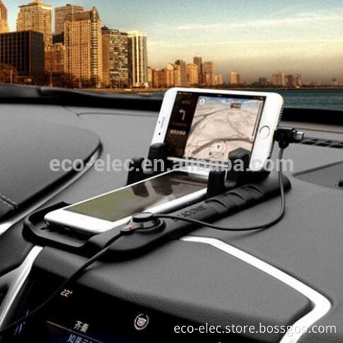 Multifunctional Silicone Car Phone Mount Magnetic Charging Cradle Dock Stand Car Holder For iPhone With 2 in 1 Charging Cable